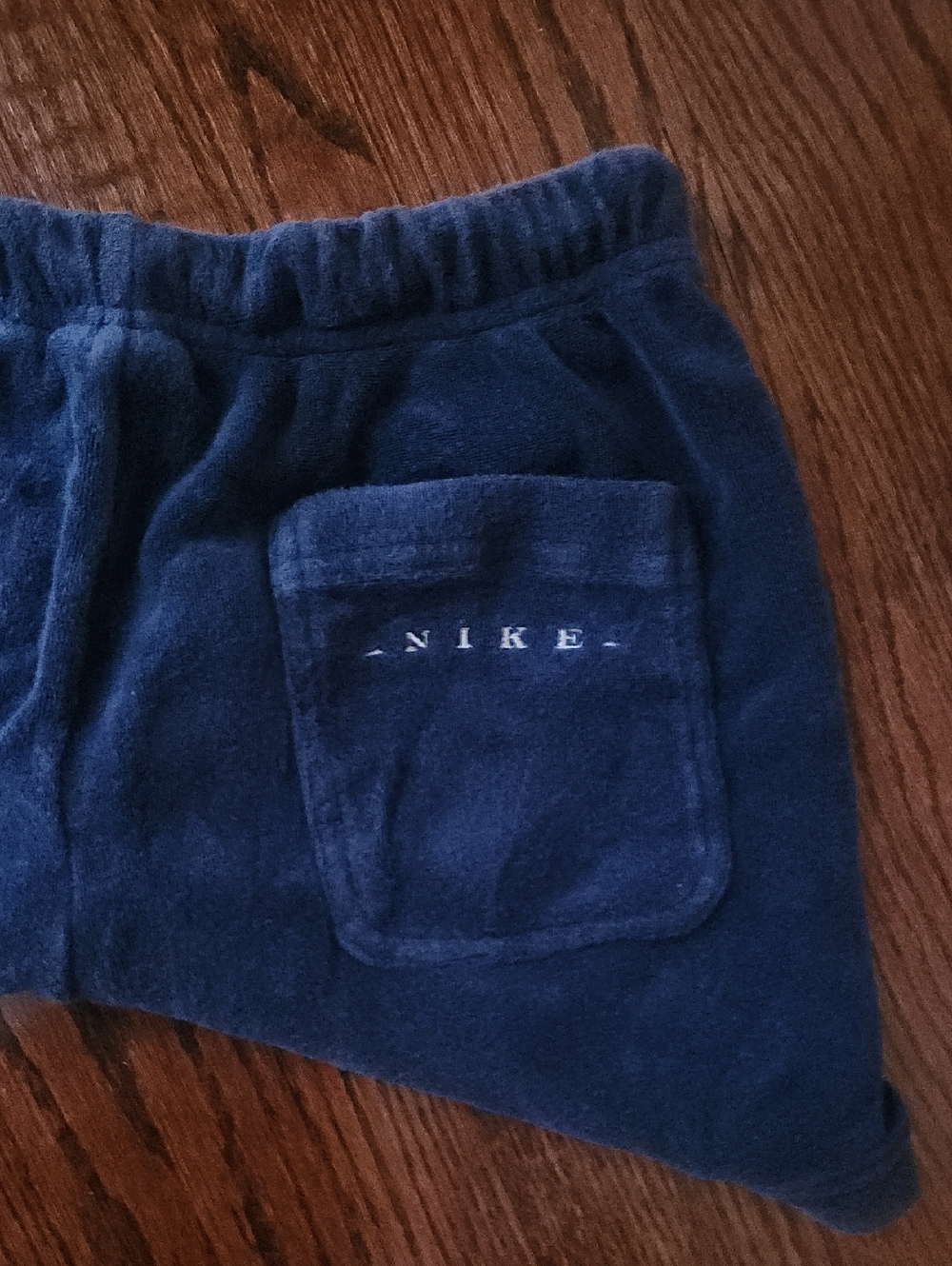 NIKE Cozy, Terry Cloth Shorts. RARE! Navy Blue. Back Pocket.